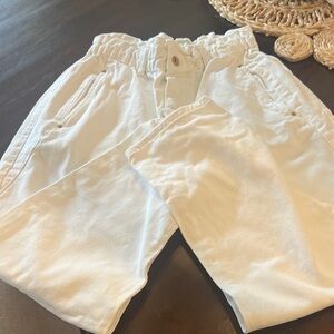 Zara white Elastic Waist Trousers